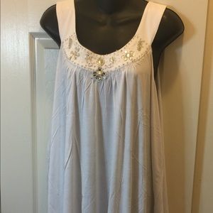 Avenue White Embellished Tank Size 26/28 NWT